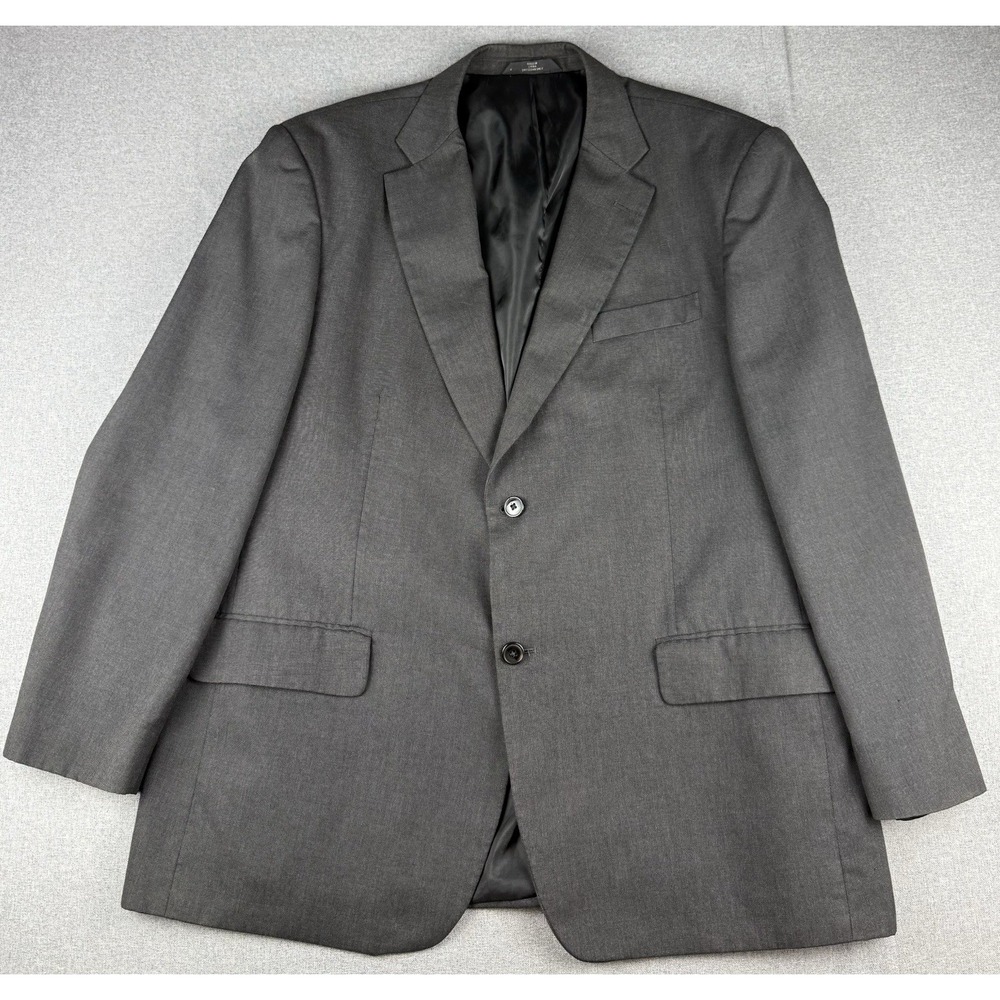Haggar Gray Sport Coat Blazer Men's 48R 2 Button Suit Jacket Big Tall Read